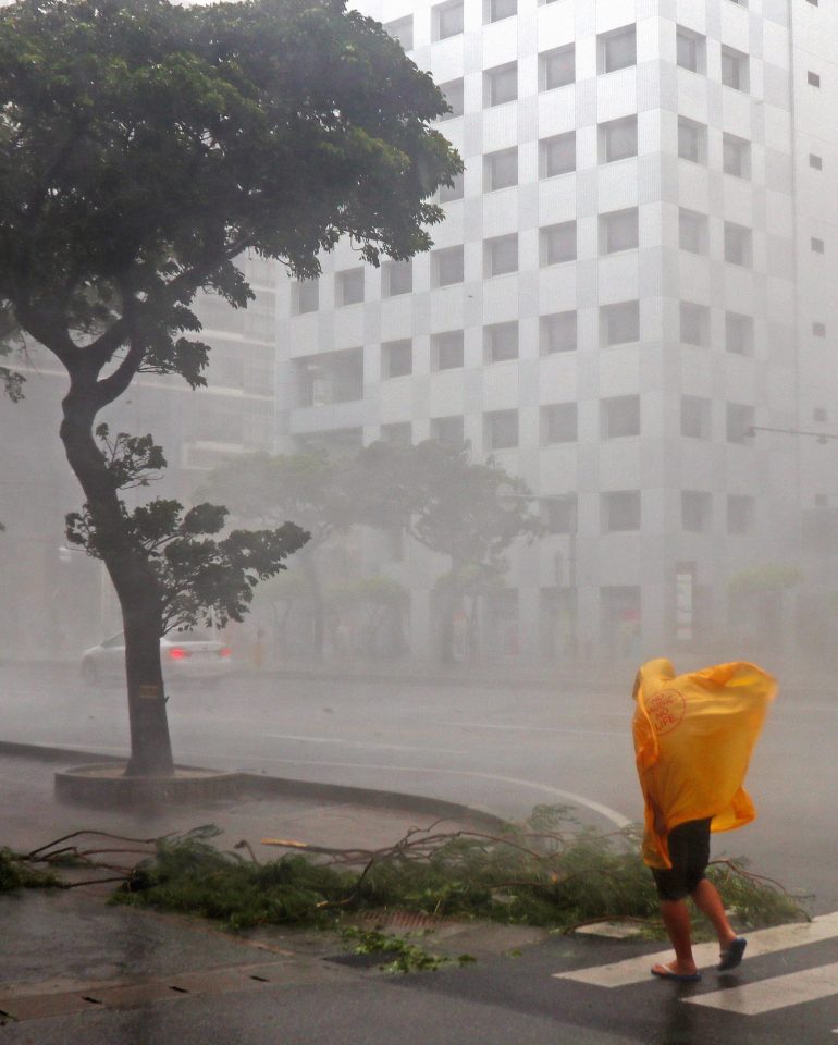  Typhoon Trami buffeted Japan and caused severe floods on Sunday, killing two people