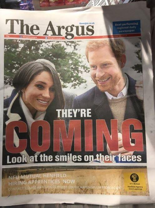  The Argus has run a very cheeky front page to celebrate Meghan Markle and Prince Harry's upcoming visit to Brighton