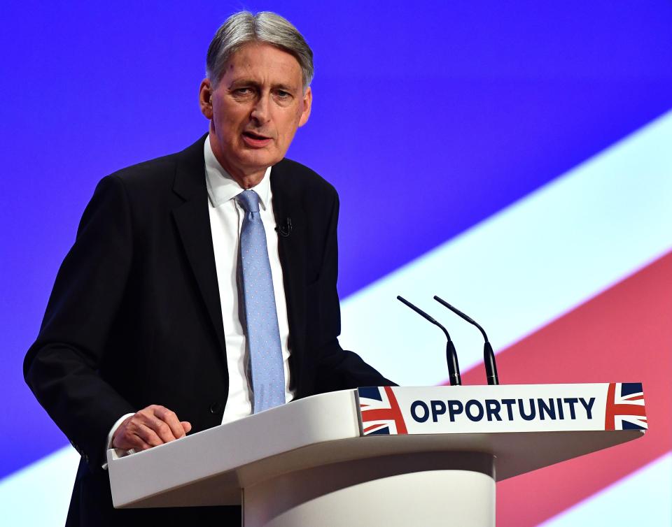  Philip Hammond on stage at Tory conference