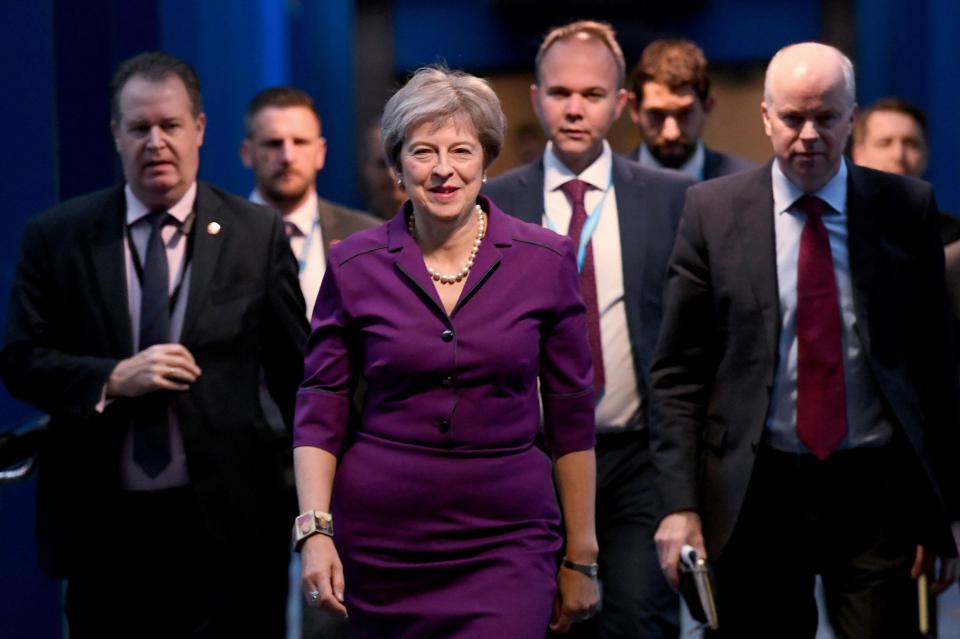  Theresa May walks defiantly into the Conservative Party Conference earlier this week