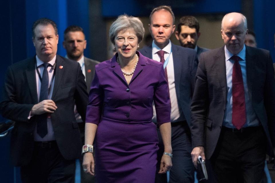  Theresa May with her staff at Tory conference in Birmingham