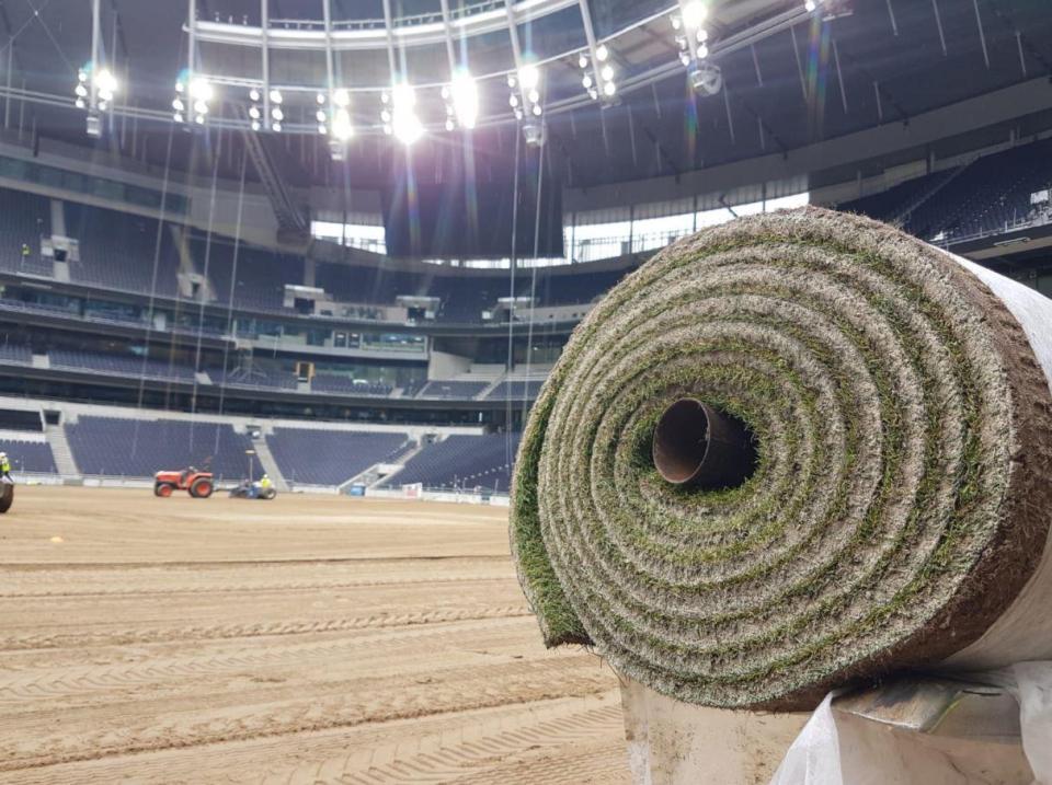  Tottenham revealed they were starting to lay the turf two days ago