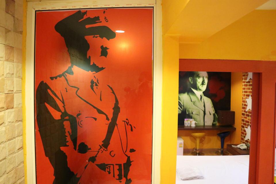  Two massive pictures of Adolf Hitler hang above the bed in the deluxe room