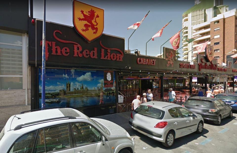  The brawl appears to occur outside the Red Lion sports bar