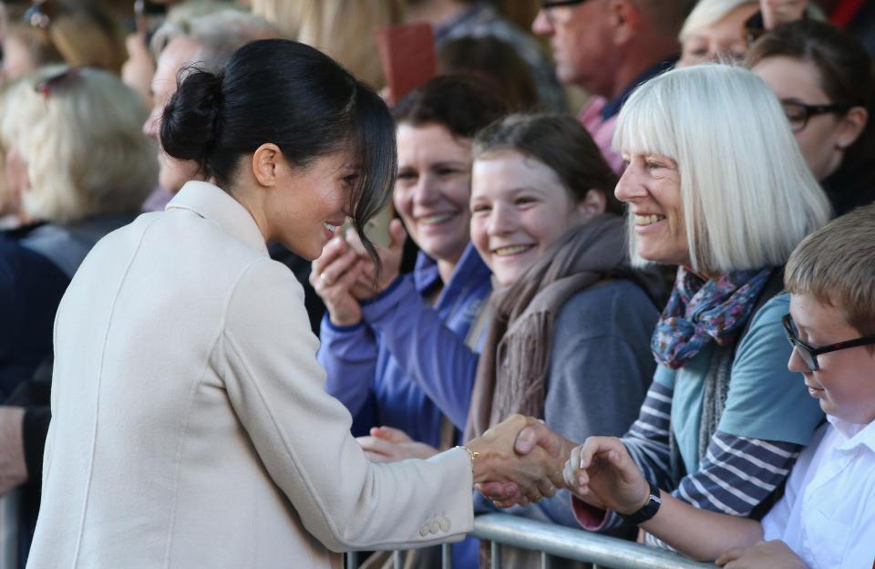  Meghan shook hands with well wishers gathered in Chichester