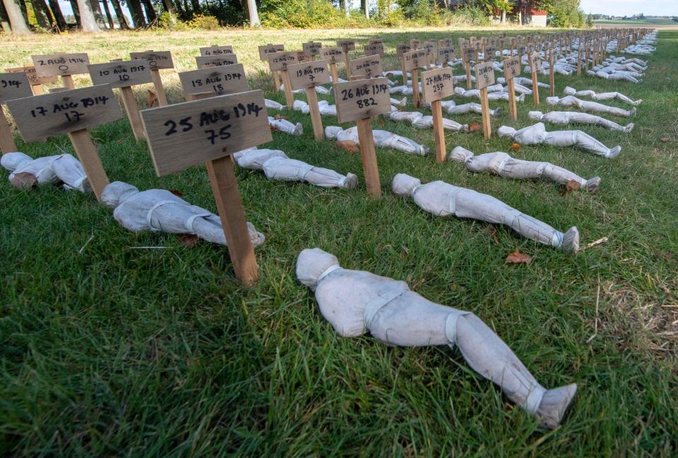  Rob's shrouded soldiers will be laid out in the Queen Elizabeth Olympic Park in Stratford, East London, for Armistice Day