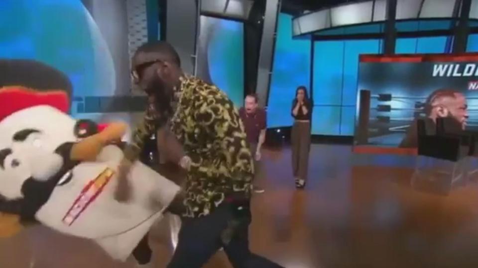  The Bronze Bomber surprised everyone in the studio when he floored the mascot