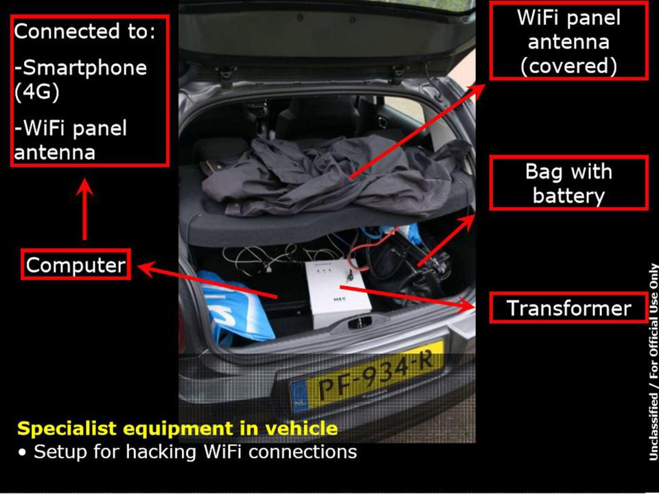  The boot of the car the four men were using to try and hack into the OPCW HQ in The Hague