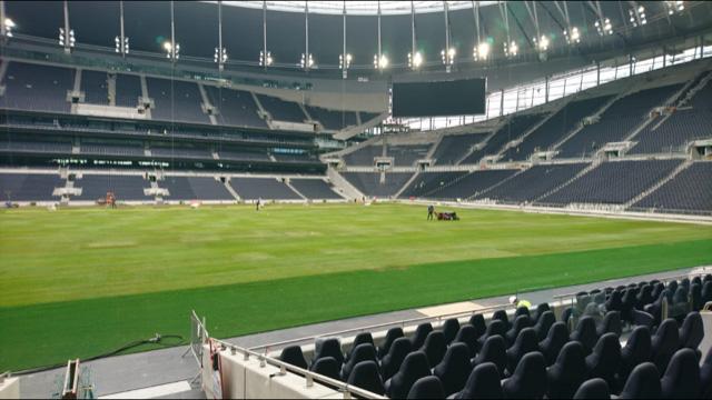  Tottenham's new ground finally has a pitch after the turf was finished today