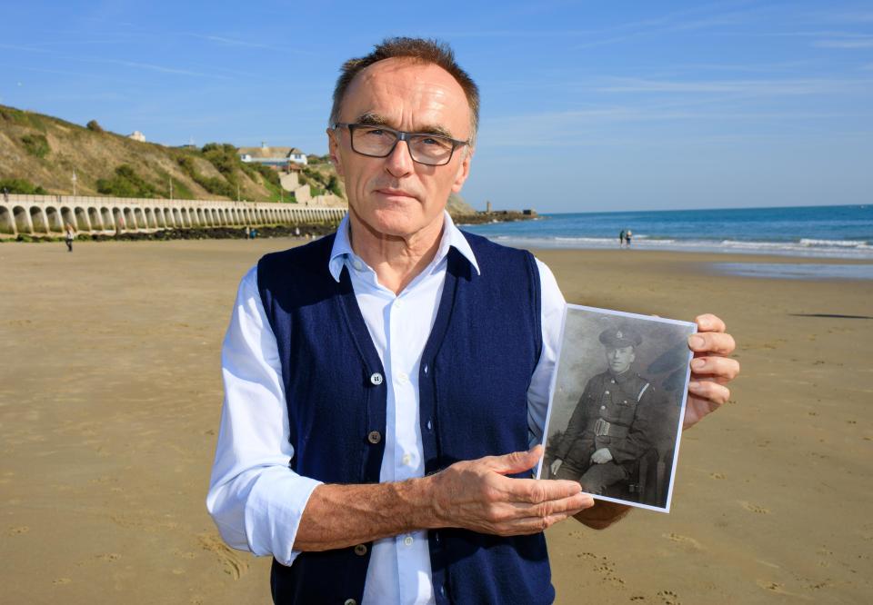  Trainspotting director Danny Boyle standing in Folkestone, Kent where eight million set off to the battlefields