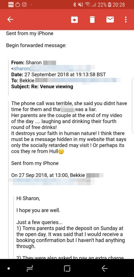  The message sent from Sharon's account went viral after Bekkie posted it on Facebook