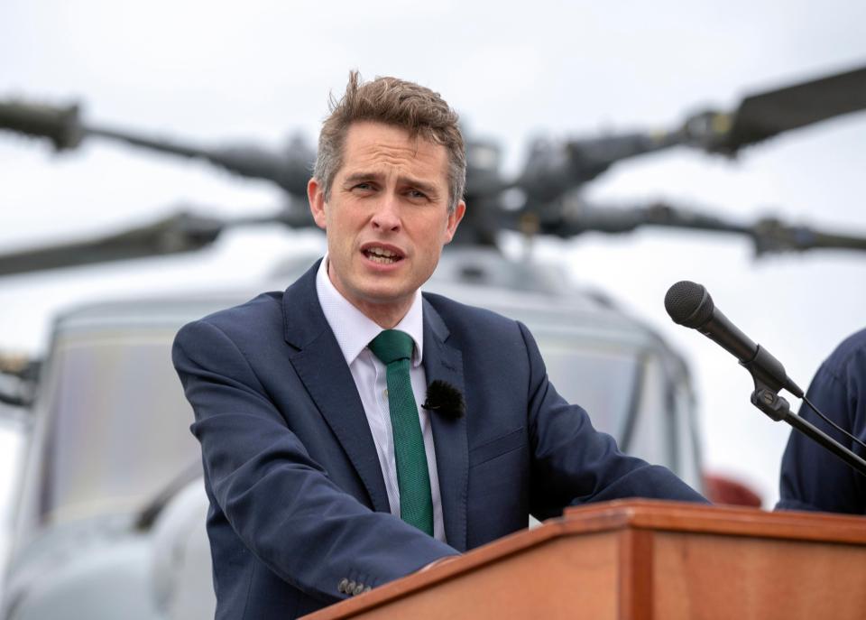  Defence Secretary Gavin Williamson on the deck of HMS Montrose earlier this month