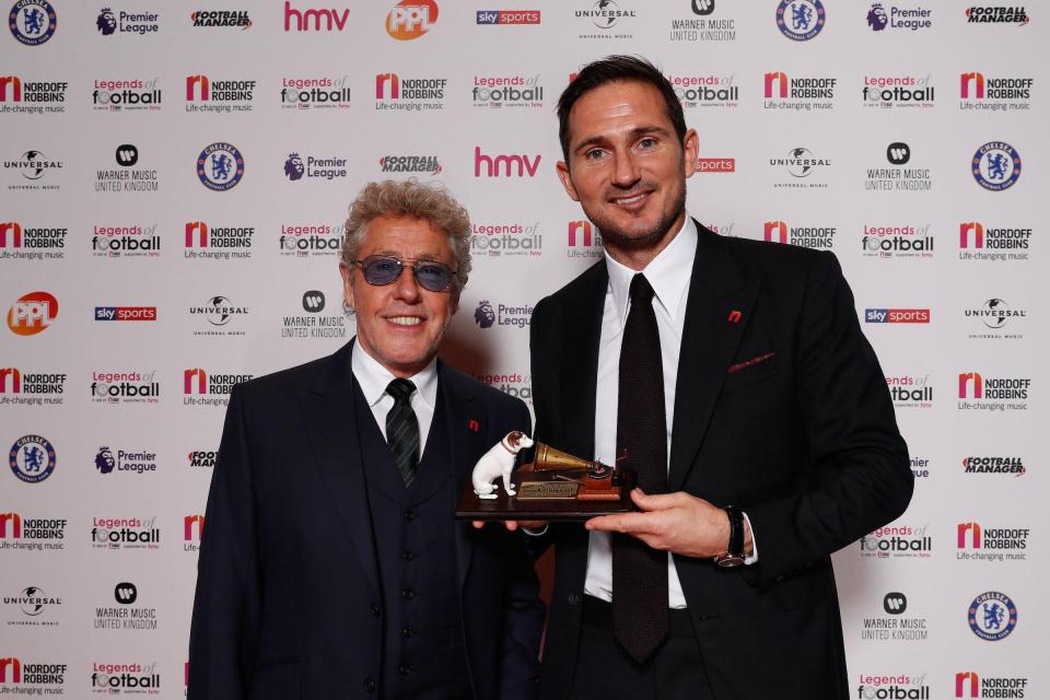  Lampard, alongside The Who frontman Roger Daltrey, was inducted into the Legends of Football Hall of Fame