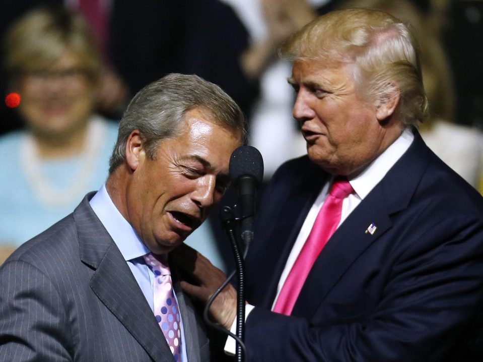  Greeting UK Independence Party leader Nigel Farage during a campaign rally in 2016