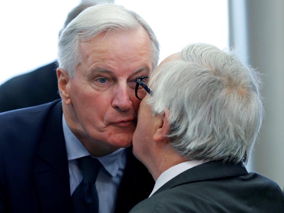  EU envoy Michel Barnier with top Eurocrat Jean-Claude Juncker