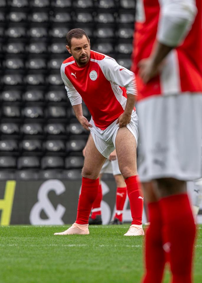  Danny Dyer showed off his tackle at a celebrity football match in Derby