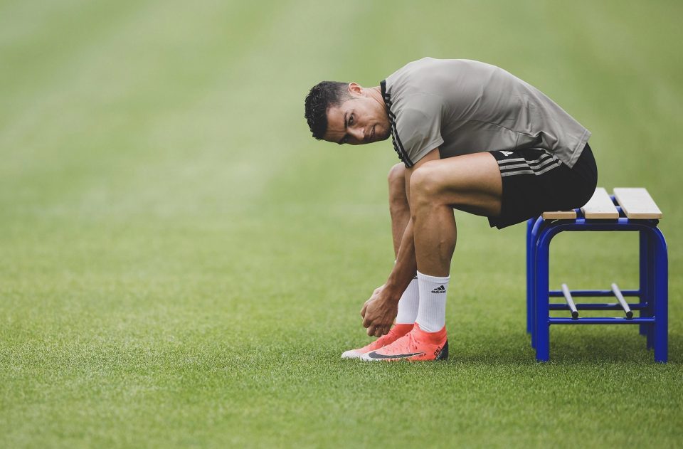  Cristiano Ronaldo pictured during a training session with Juventus today