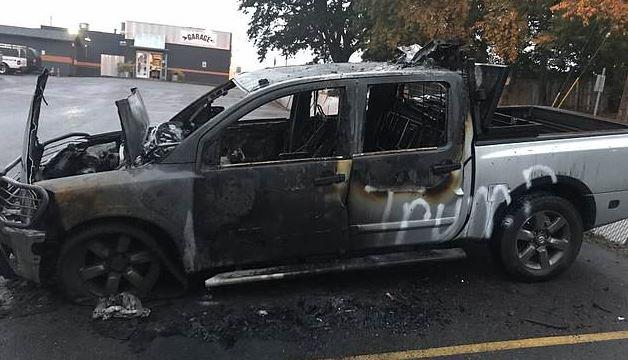 MacKay believes his truck was deliberately targeted because of the pro-Trump stickers