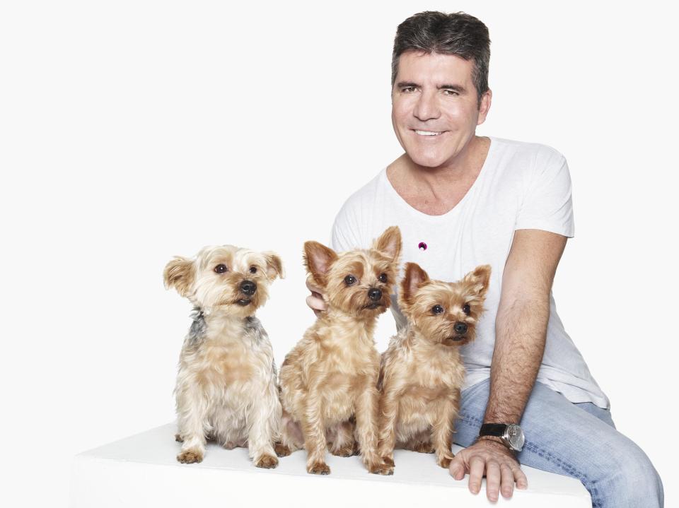  Simon Cowell with Squiddly, Diddly and Freddy who enjoy travelling by private jet alongside the X Factor mogul