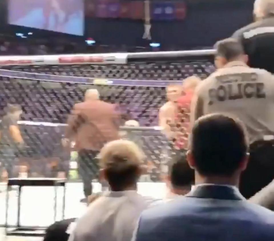  The warring pair came together in the seconds after McGregor tapped out to Khabib Nurmagomedov