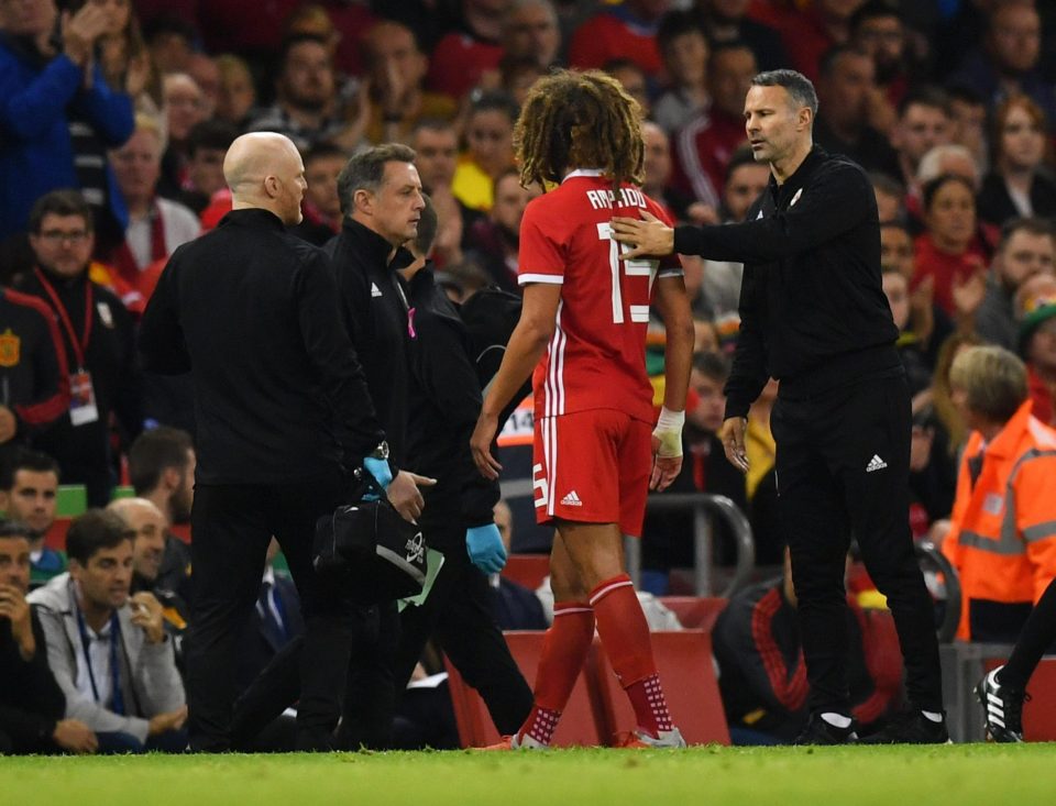  Ethan Ampadu hobbled off on 50 minutes after picking up an injury