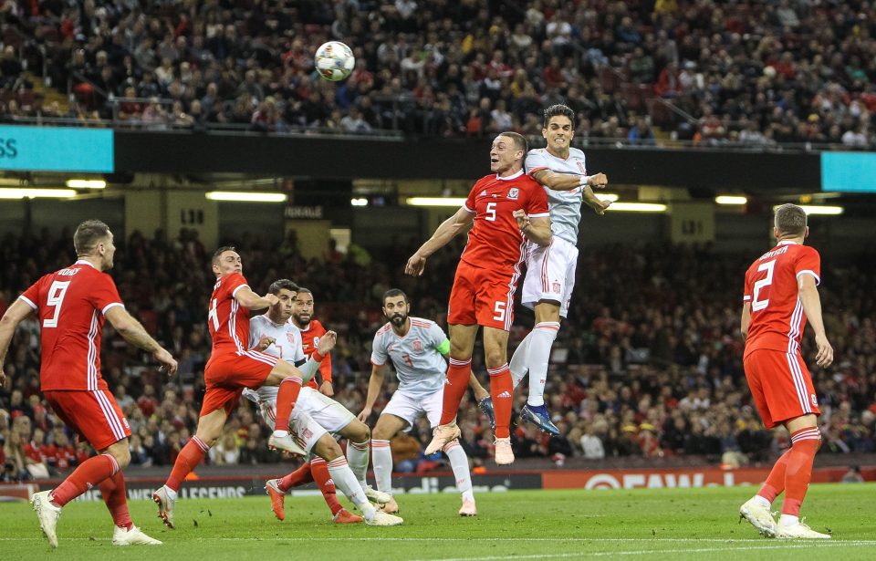  Defender Marc Bartra headed home Spain's fourth in the 74th minute