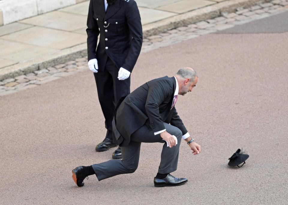  A guest lost his hat after being caught by a gust of wind this morning