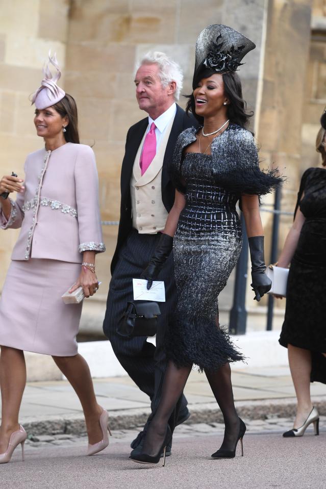  Model Naomi Campbell dazzled in a monochrome outfit