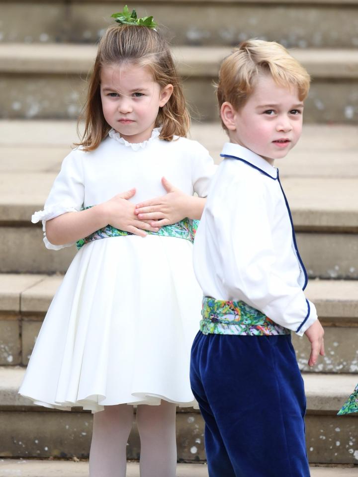  Princess Charlotte and brother Prince George joined the bride