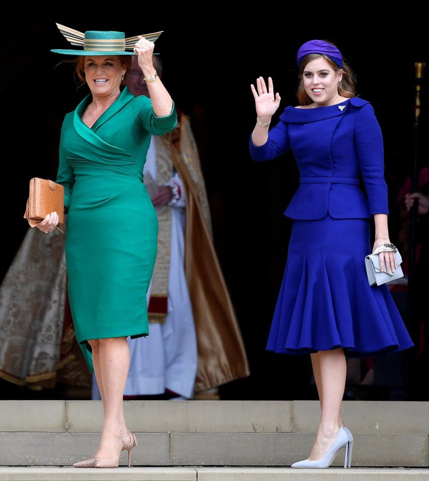  Sarah Ferguson was all smiles as she made her way into St George's Chapel with daughter Princess Beatrice