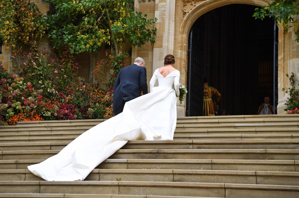 The gown was designed in East London and weaved in the Como region of Italy