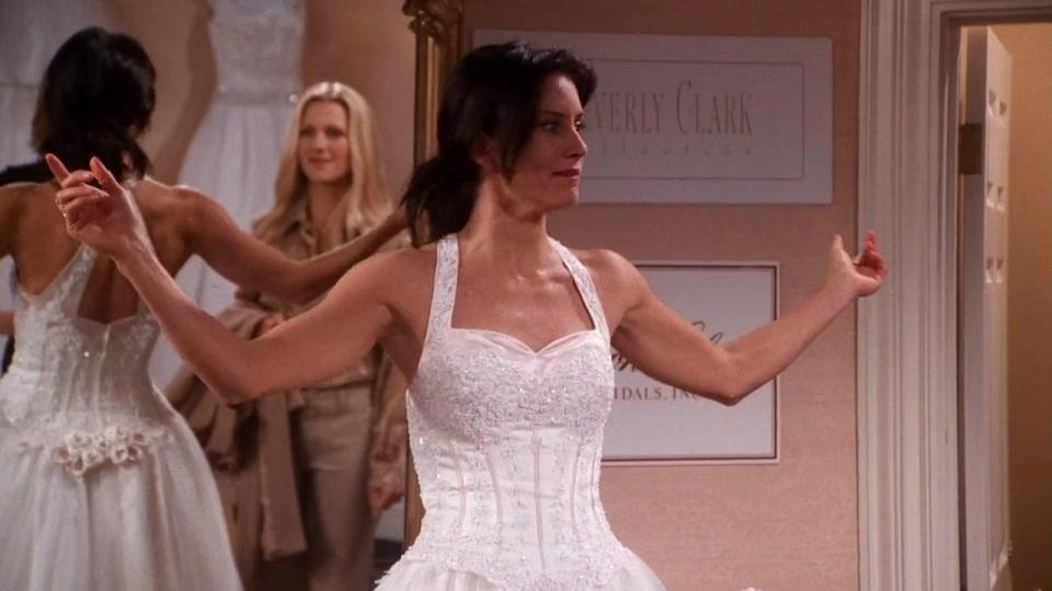  Monica fought with Megan, pictured, a woman she met in an expensive bridal shop, over what's supposedly a cheap version of this dress