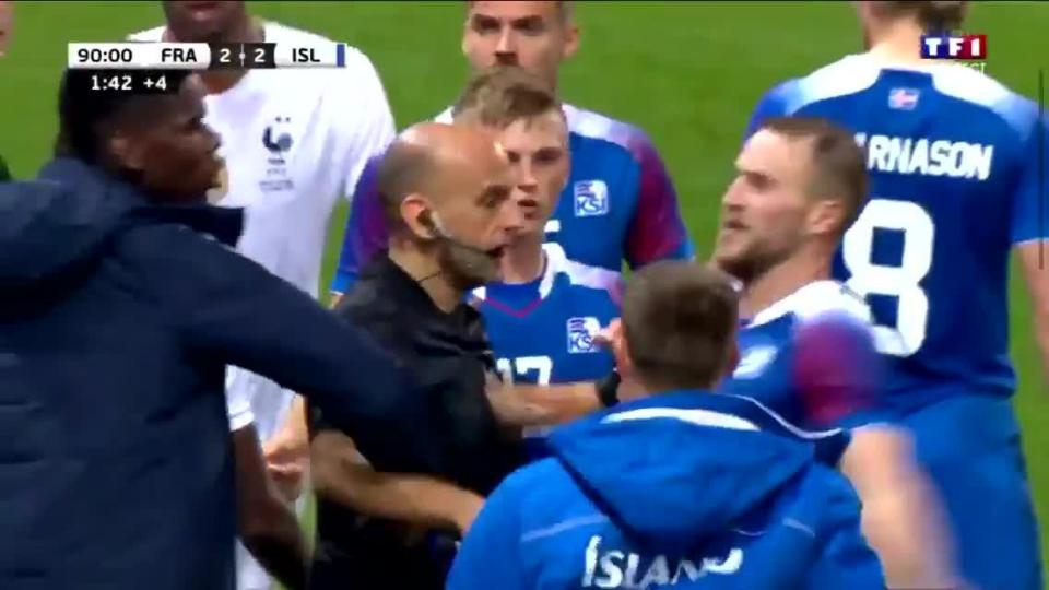  Hours earlier Paul Pogba had angrily defended Kylian Mbappe from a horror tackle in the 2-2 friendly draw with Iceland