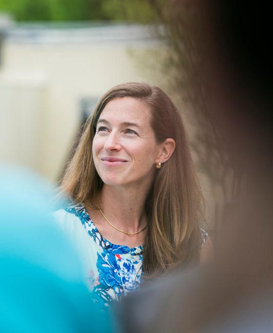 Amy Hoover Sanders smiles during Beto's fundraiser at the Austin Motel