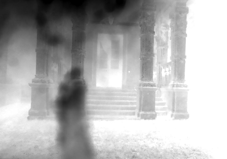  The same photograph in negative shows the embracing couple with more definition