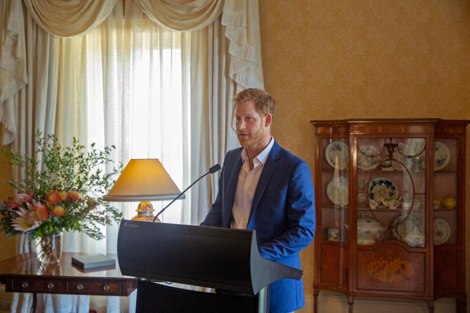  Prince Harry gave a speech during the afternoon reception in Sydney, stuttering over the word baby