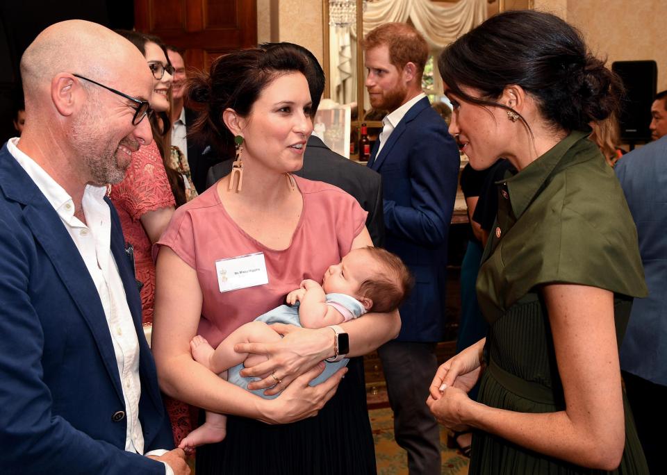  The mum-to-be met a nine-week-old baby as she visited Admiralty House