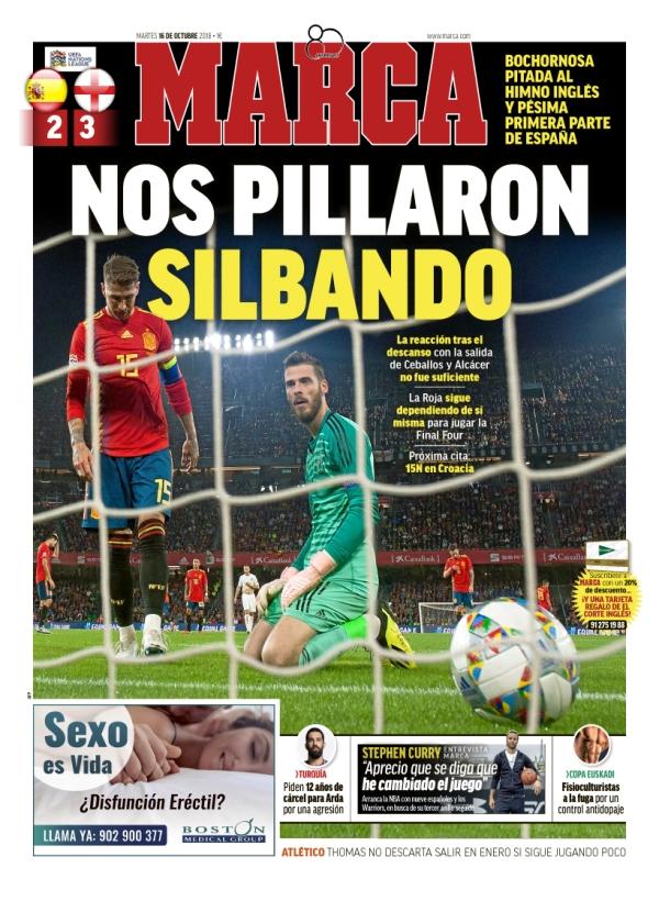  Spanish newspaper Marca wrote, 'They caught us whistling'