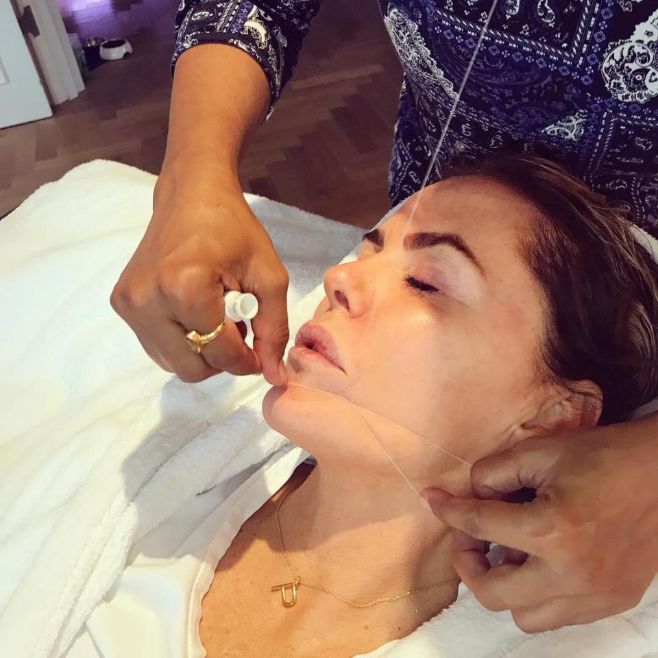  Patsy Kensit, 50, shared a photo on her Instagram page of her getting her 'beard' threaded