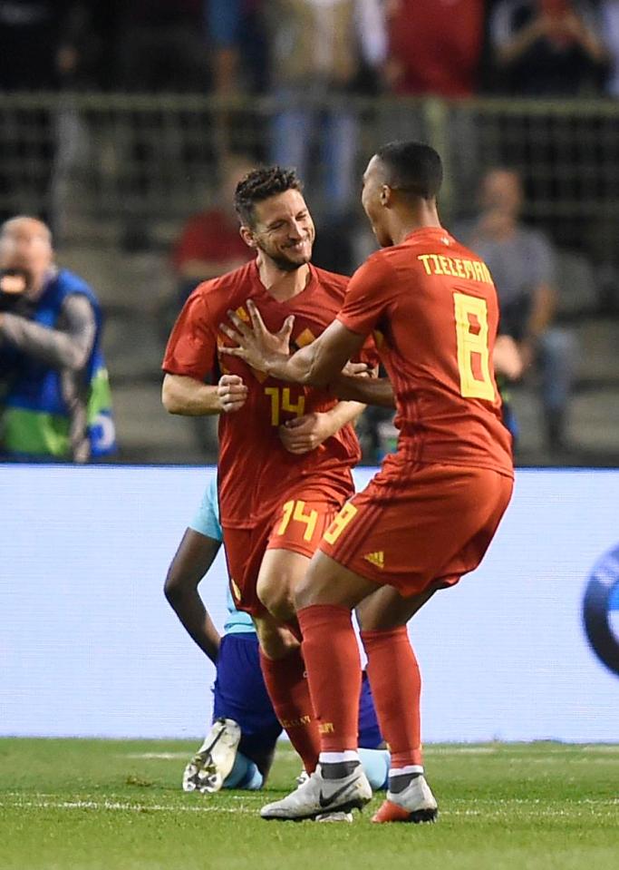  Dries Mertens celebrates after scoring for Belgium