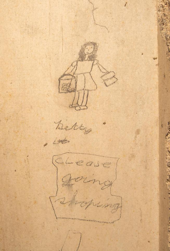  It appears Betty Clease was a much-discussed figure in the school, with this sketch showing her 'going shopping'