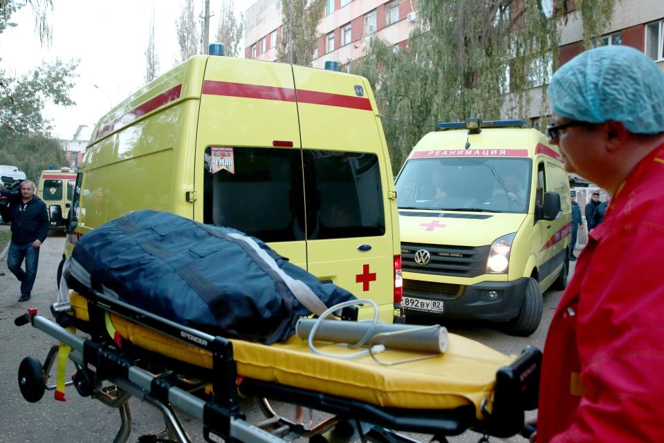  Ambulances outside the hospital where the killer's own nurse mum was treating casualties