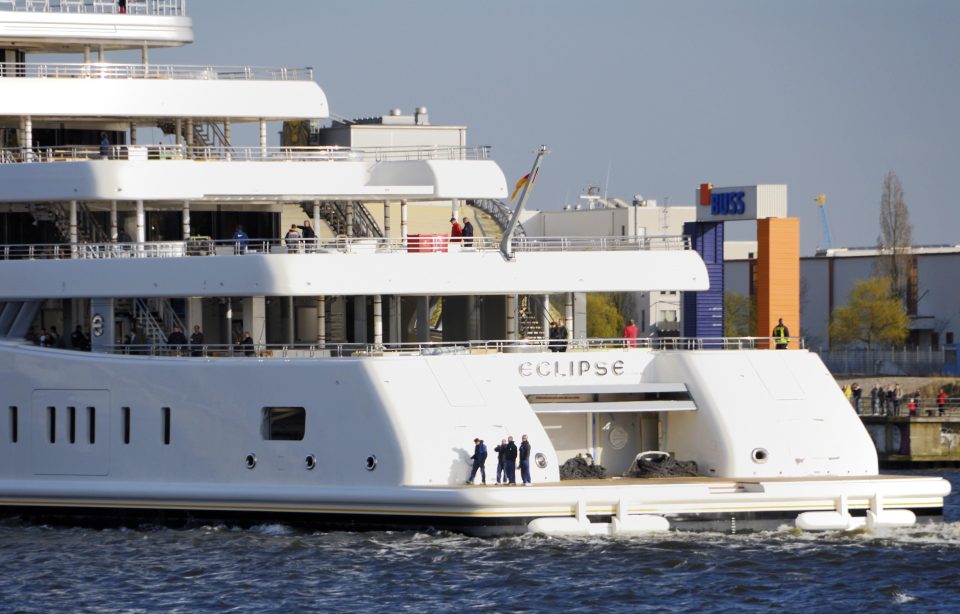  The 533ft Eclipse has 24 guest cabins, two swimming pools, hot tubs, a sauna - and even a nightclub