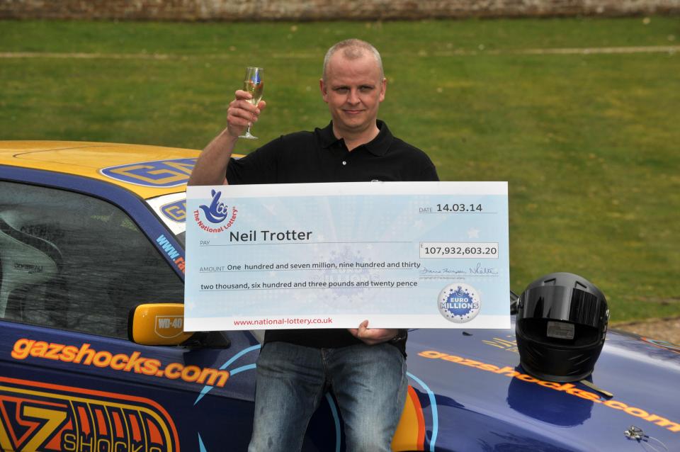  Neil Trotter toasts his success after scooping the EuroMillions jackpot in 2014