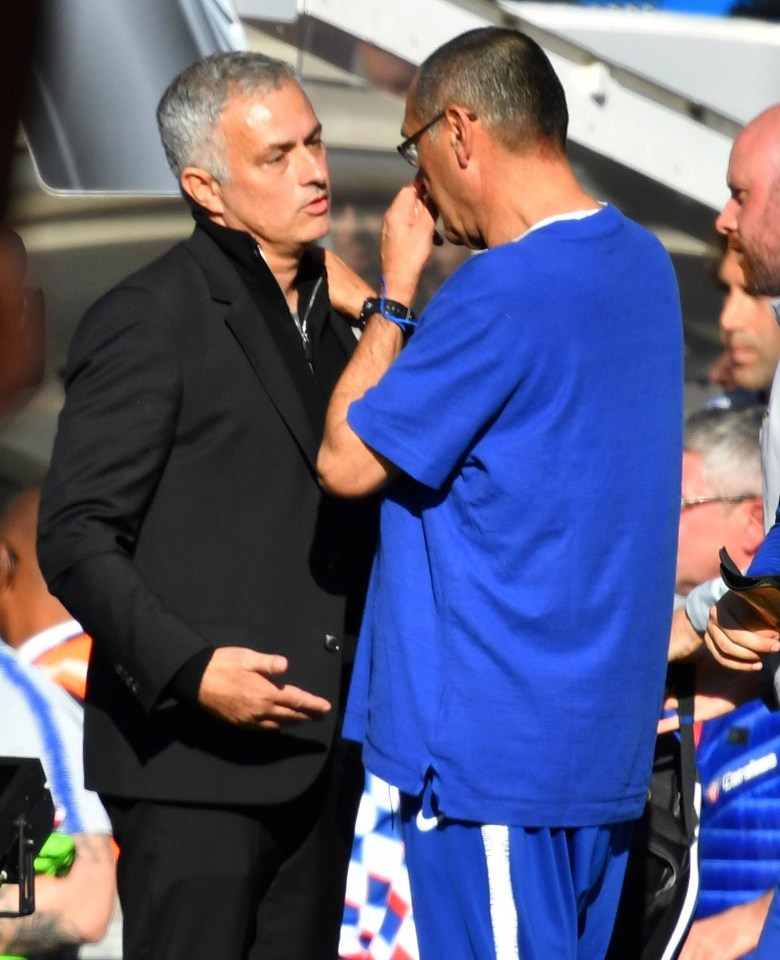 Maurizio Sarri was unhappy with the way Jose Mourinho was treated as Chelsea drew 2-2 with Man Utd in a dramatic Prem clash on Saturday