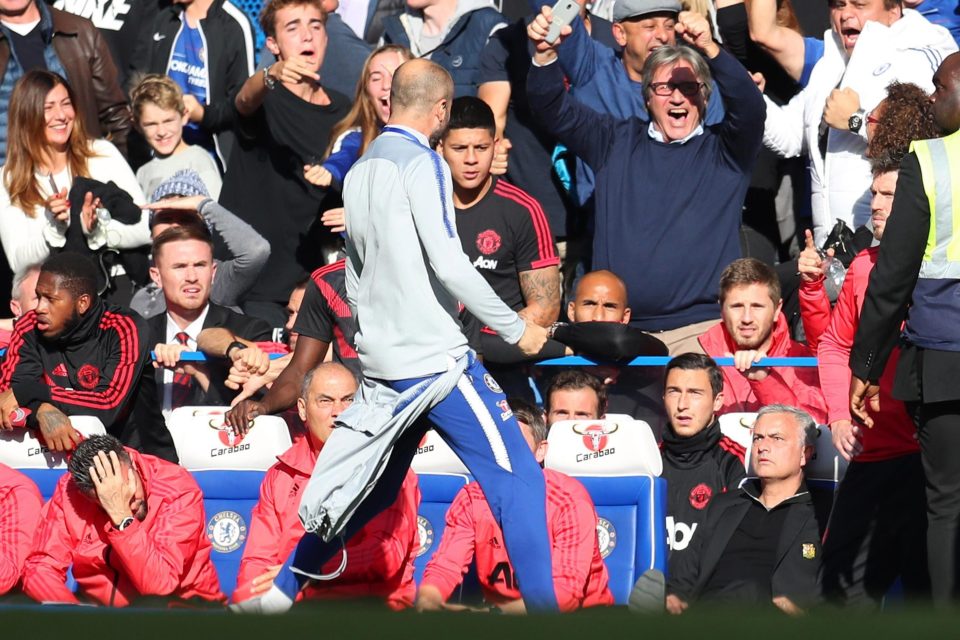  Marco Ianni celebrates in front of Jose Mourinho following Chelseas late equaliser