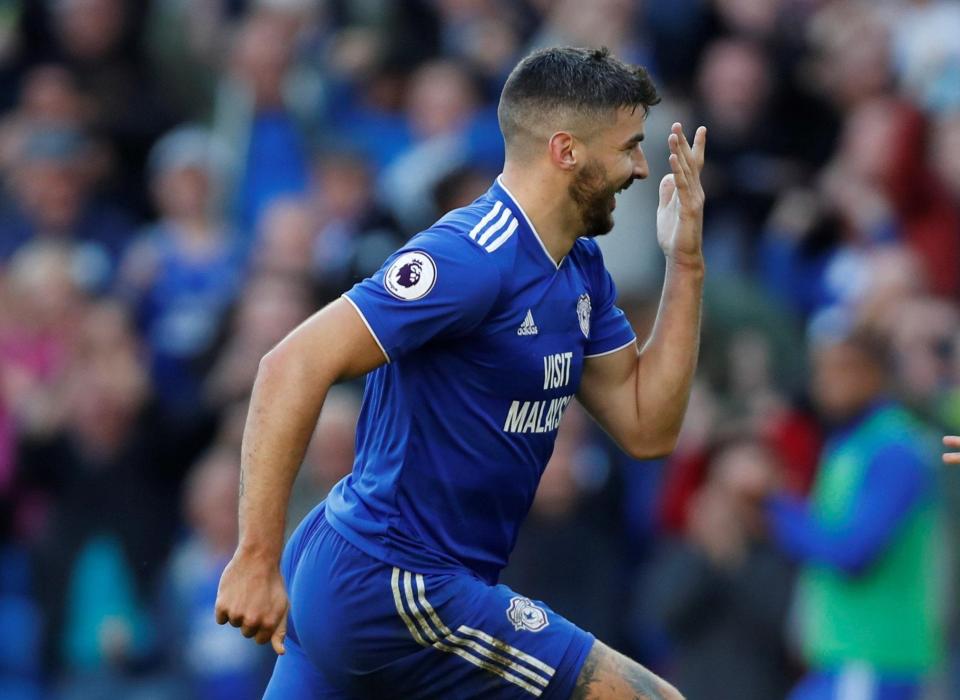  Cardiff forward Callum Paterson celebrates his winner