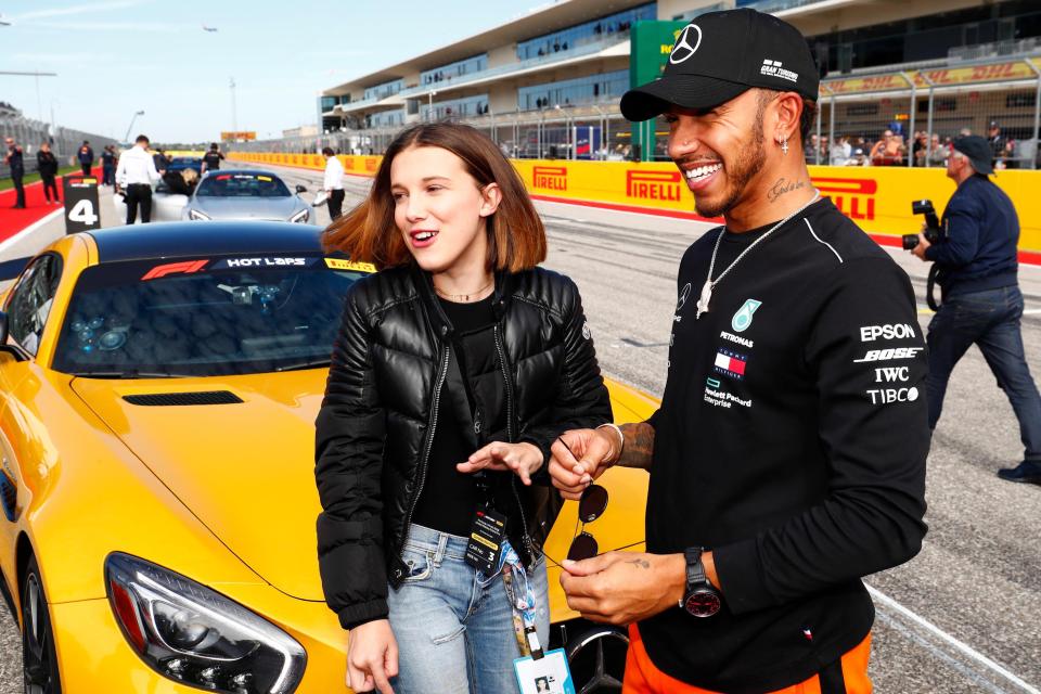  Lewis Hamilton took Stranger Things star Millie Bobby Brown for a spin before the Texas Grand Prix