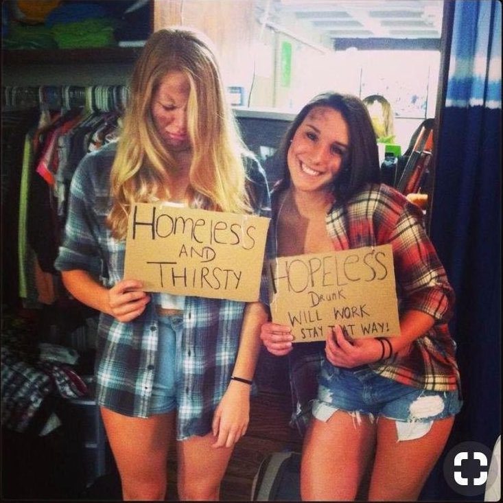  These girls put on a tartan shirt and called themselves 'homeless' and 'hopeless'