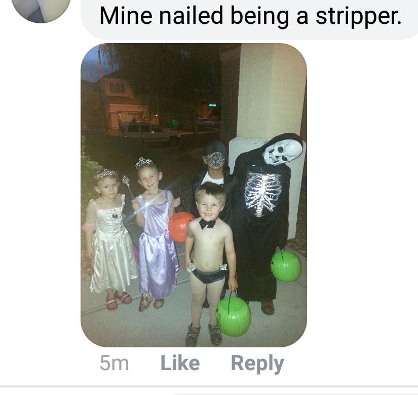  This parent is apparently proud of her child being dressed like a male stripper